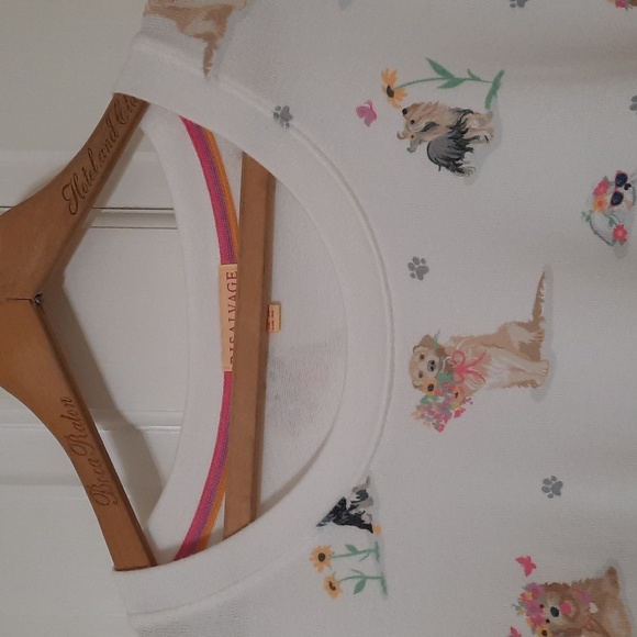 NWT P.J.SALVAGE IVORY DOG/FLOWERS PRINT PAJAMA TOP SZ 2X - Picture 2 of 15